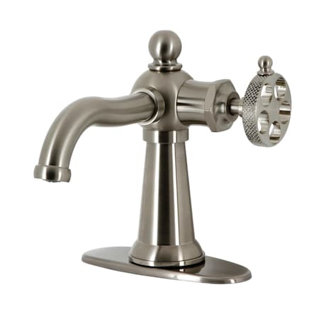 Kingston Brass KSD3548RKX Single-Handle Bathroom Faucet with Push Pop-Up, Brushed Nickel KSD3548RKX